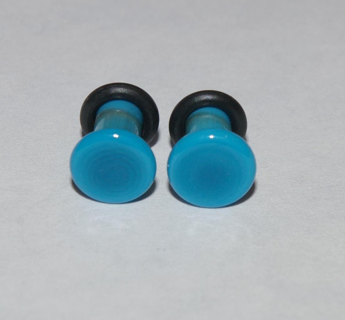6g TURQUOISE glass ear plugs body jewelry 4mm by on Etsy