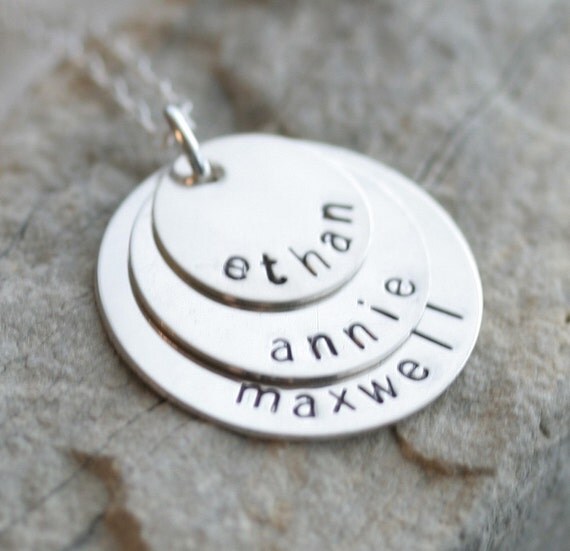Featured in Midwest Living Magazine - Personalized Stacking Necklace in Sterling Silver - 3 Discs