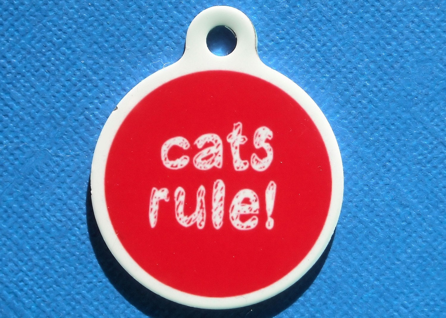 Cats Rule Custom MEDIUM Metal Pet ID Tag