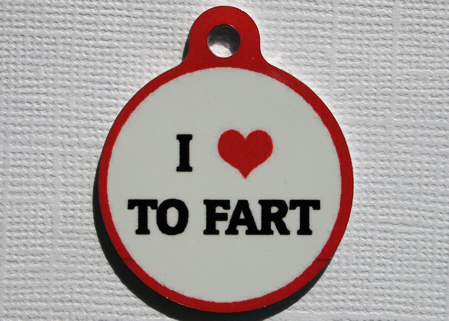 pet id tag - I Heart to Fart - MEDIUM sized- Custom Metal Pet ID Tag