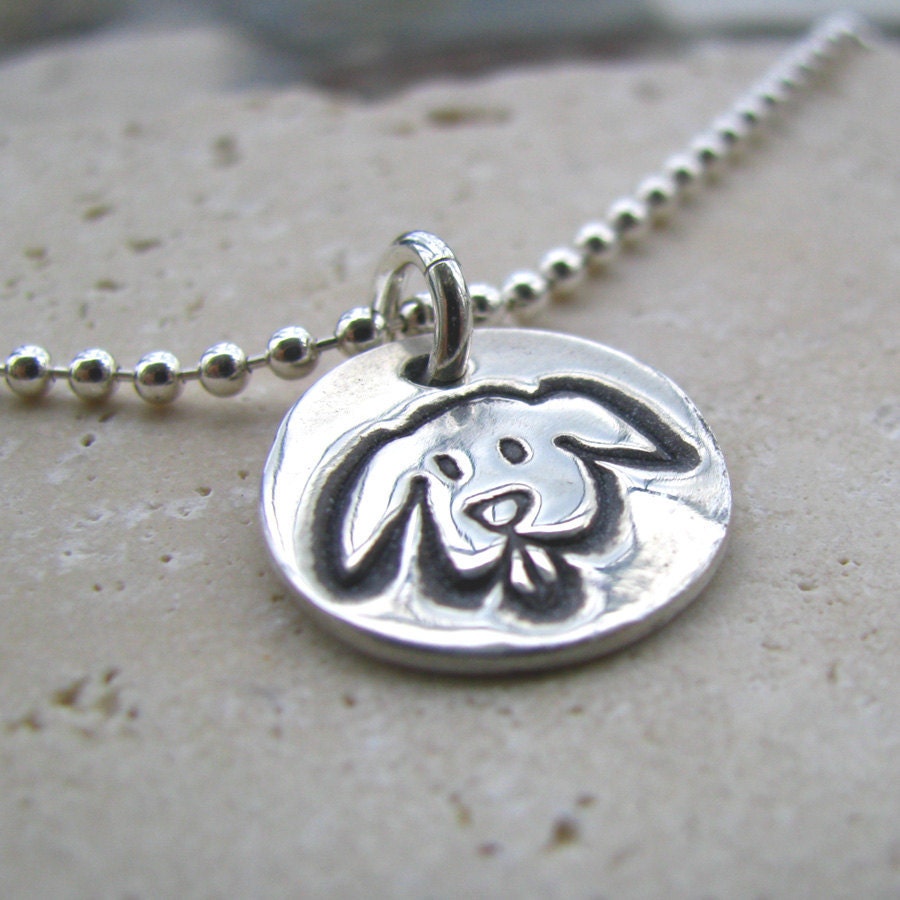 Silver Doggy Ankle Bracelet, PMC Fine Silver Charm, Sterling Silver Chain