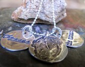 Treasure The Moment Silver Necklace, PMC Artisan Jewelry, Motivational Jewelry