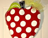 Teacher Apple Burlap Door Hanger Decoration HUGE - Polka Dots Back to School