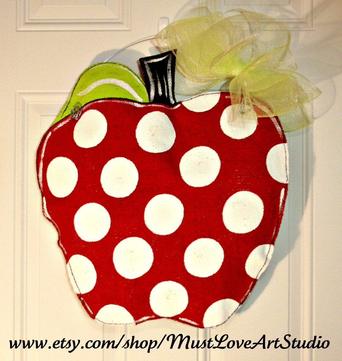 Teacher Appreciation Pencil Burlap Door Hanger Decoration HUGE - Polka Dots Back to School