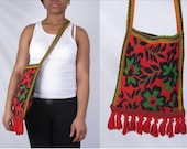 sale Vintage Ethnic Wool Carpet Blanket Messenger Gypsy BoHo Cross Body Bag