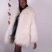 vintage Off White Feathered Shaggy Fluffy OVERSIZED tibet mongolian tibetan lamb and leather coat vest gilet