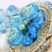 oOo SALE oOo - 50% off - Glass Lampwork Flower Blue Topaz Aquamarine 14k Gold Filled Wire Wrapped Necklace - The Redolent