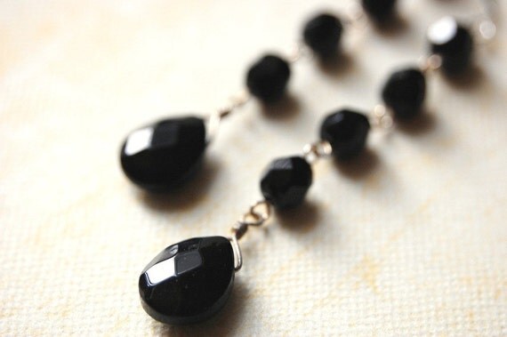 Little Black Dress. Jet Black Dangle Earrings.