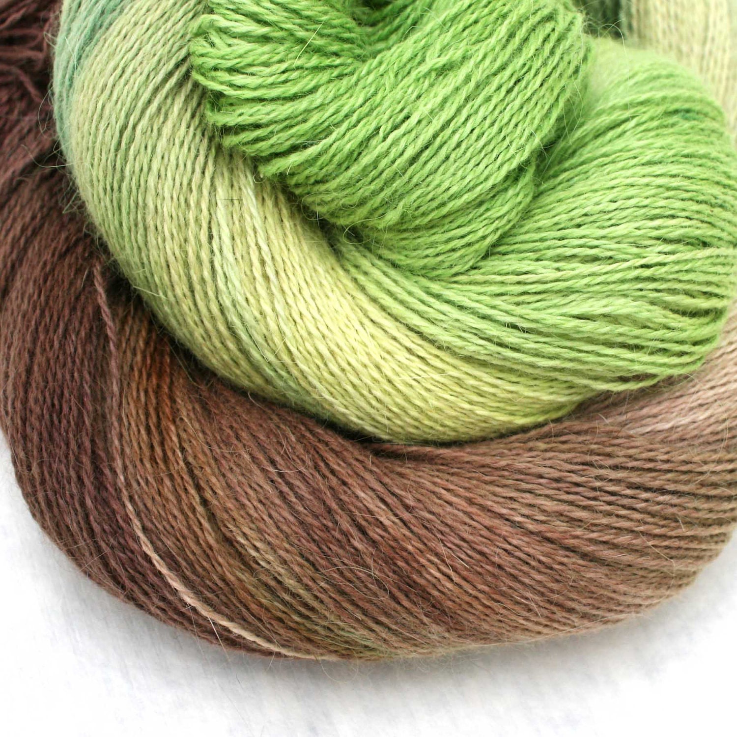 Hand Dyed Angora Silk Laceweight Yarn - Fallow Fields