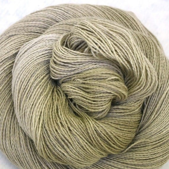 Hand Dyed Angora Silk Laceweight Yarn 435yds 50g Sand
