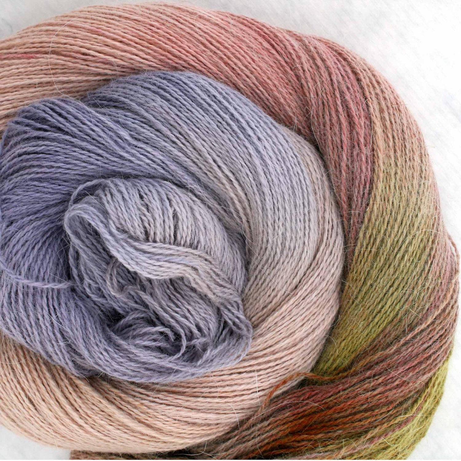 Hand Dyed Angora Silk Laceweight Yarn - Montane