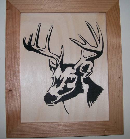Items similar to Whitetail deer scroll saw picture, woodcut on Etsy
