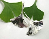 Ginkgo Earrings, Small, Sterling Silver, 100ss, ginko