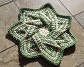 Hand Crocheted all cotton " Pin wheel flower" Hot Pad