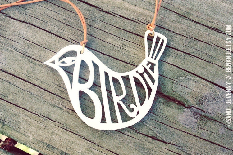 White Acrylic Birdie Necklace
