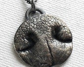 Medium Dog Nose Print Custom Fine Silver Necklace - 1 Charm On Rollo Sterling Silver Chain
