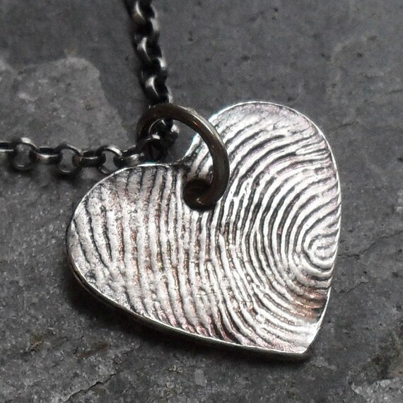 Thumbprint or Fingerprint Heart Necklace by janewearjewelry