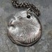 Fingerprint Necklace Fine Silver Charm on Sterling Silver Rollo Chain