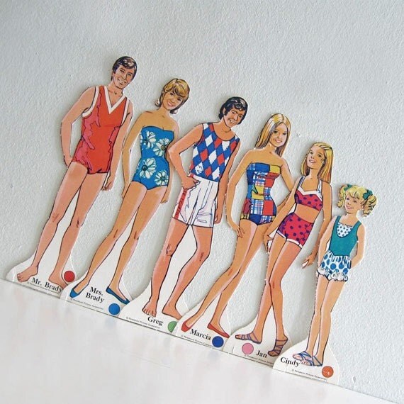 1970s Vintage Brady Bunch Whitman Paper Doll set by ModandMint