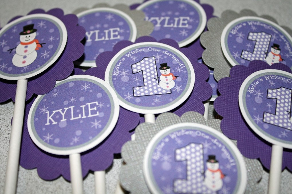 Winter ONEderland Cupcake Toppers - Girl or Boy - any color or theme Il_570xn