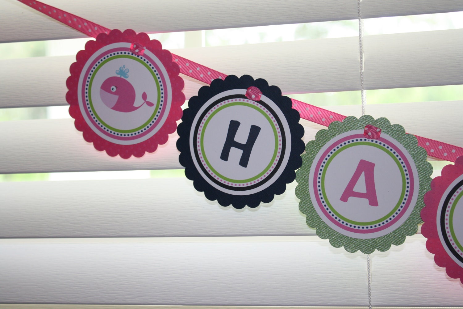 Whale of Fun Birthday Party Banner - Any color or theme - girl or boy Il_570xn
