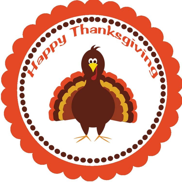 Happy Thanksgiving Turkey Sticker - girl or boy - personalized - any color Il_570xn