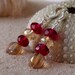 Champagne Melon Bead and Cranberry Beaded Earrings