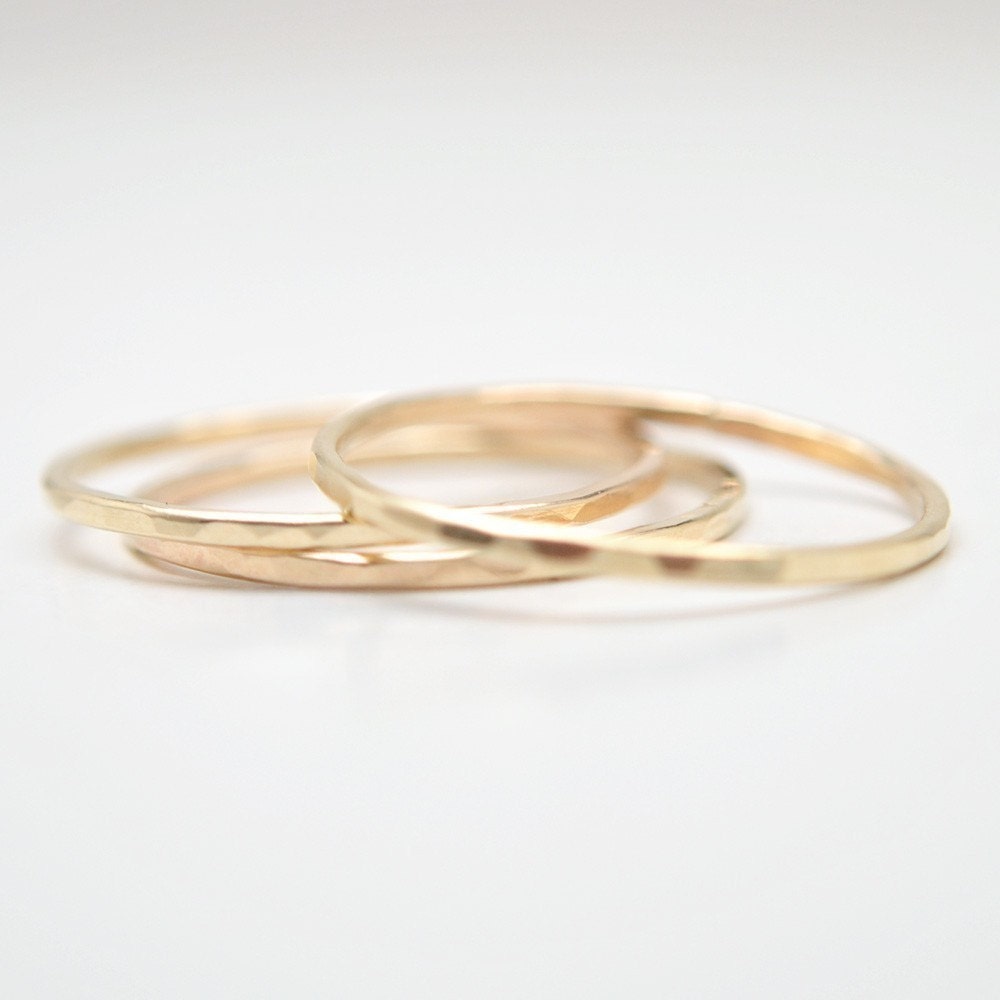 Slim Stacking Rings in 14k Gold Fill, Set of Three - Recycled Metal