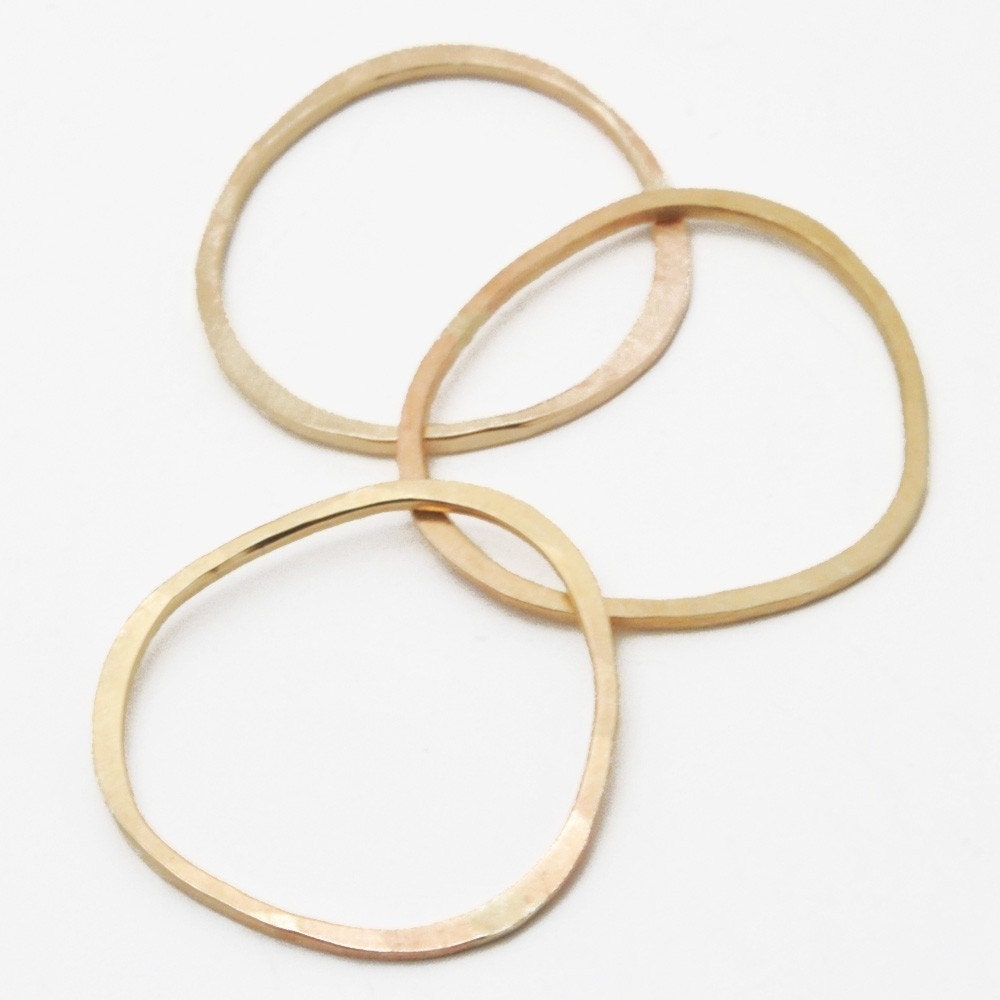 Pebble Rings in 14k Gold Fill, Set of Three - Recycled Metal