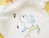 Baby Bird Song - Hand Embroidered Onesie (made to order any size)