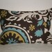 FREE DOMESTIC SHIPPING Decorative Pillow Cover -14 X 20 inch Suzani Print in Brown/Blue/Natural