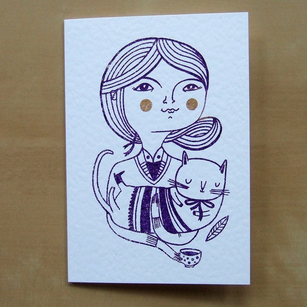 Greta and Paul  --- Gocco Greeting Card