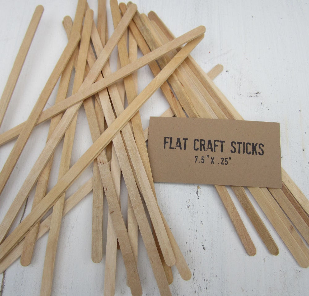 100 Slim Craft Sticks Natural Wood Flat by GreenRidgeDesigns