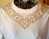 Neutrals - White Tee with Cream Tatted Lace - Medium