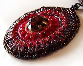 Victorian Dark Red and Black Swarovski Pendant