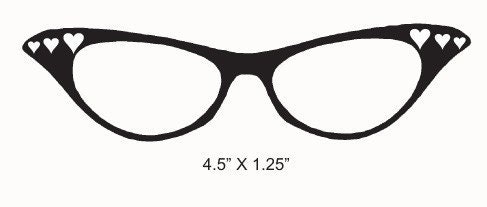 Retro 60s Cats Eye Glasses Rubber Stamp Vintage Image 233