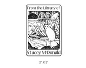 Woodcut Cats in the Library Custom Ex Libris Bookplate Rubber Stamp J18