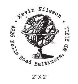 Return Address Rubber Stamp Custom Antique Globe AD45