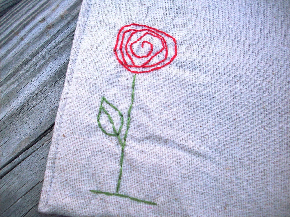 Reusable Sandwich Bag - Reusable Snack Bag - Hand Embroidered - Posie - Eco Friendly