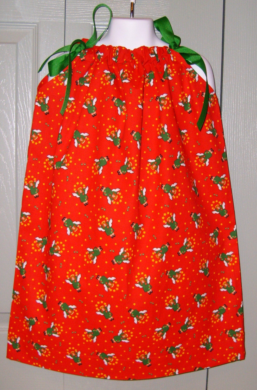 Christmas Angels and Stars Christmas Pillowcase Dress Girls 4 5 6