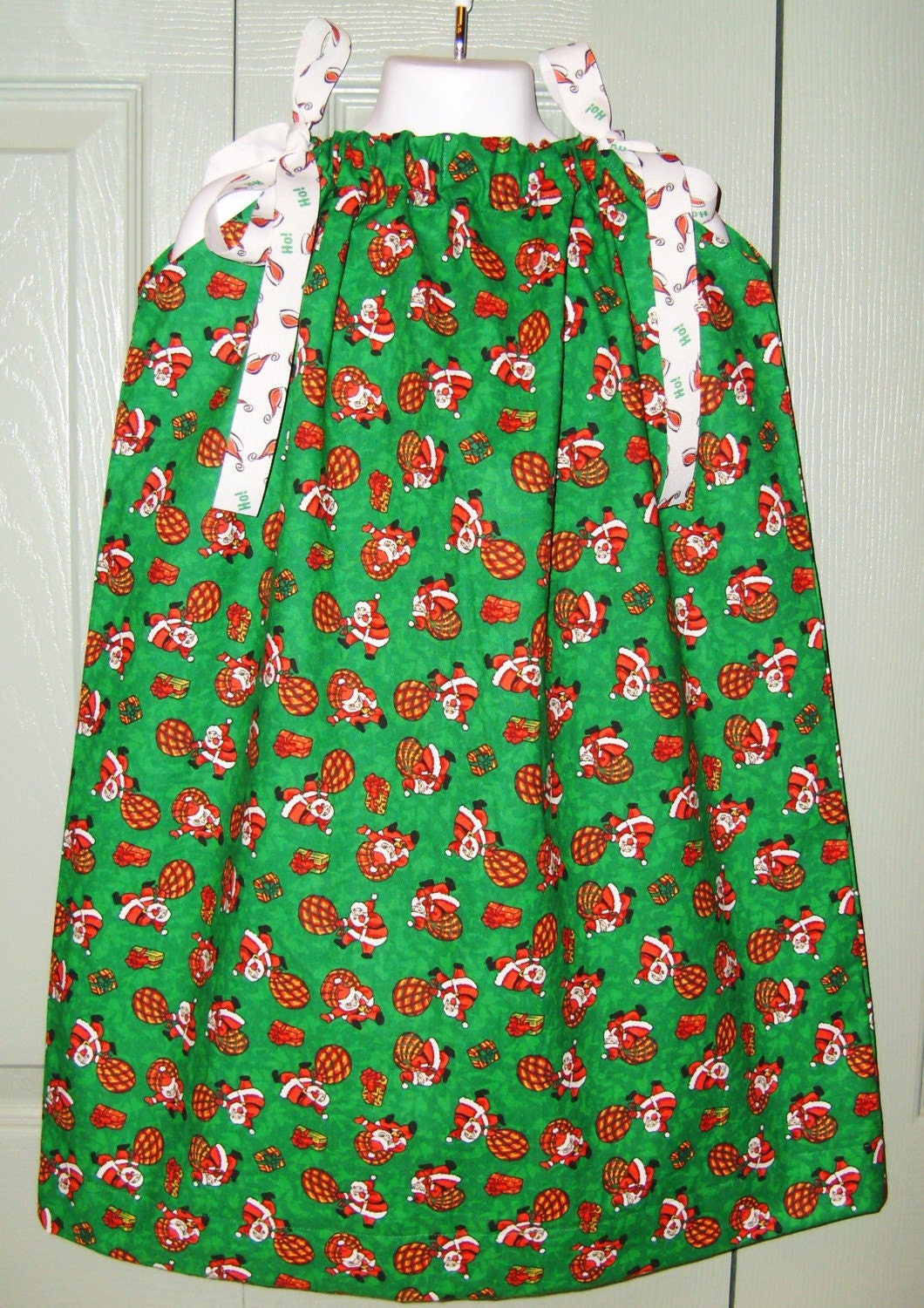 Santa Claus and a Sack full of Toys Christmas Pillowcase Dress Girls 4 5 6