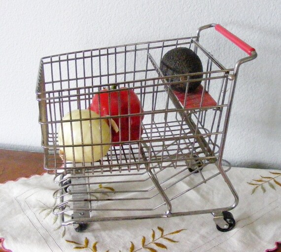 Vintage metal 11 x 12 miniature shopping cart by DustBowlDame