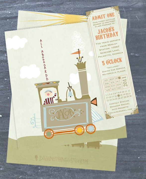Vintage Train Party Invitations