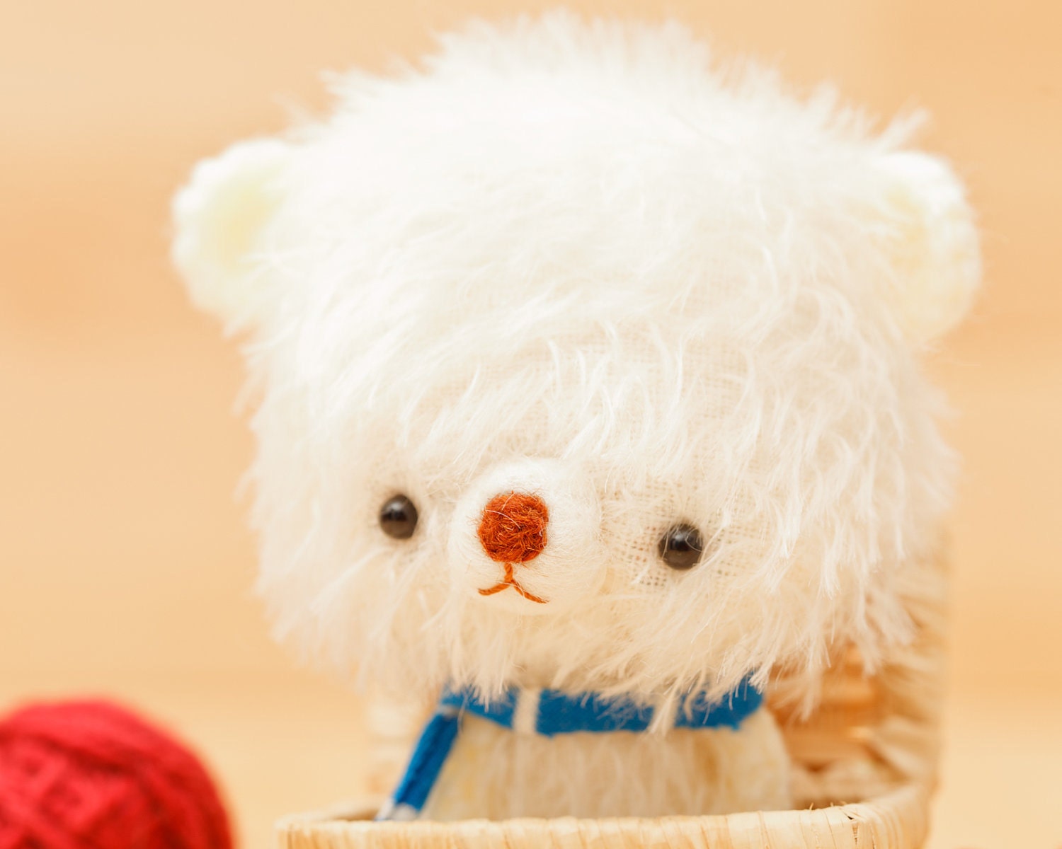 miniature polar bear plushie in white  -made to order - Shiro -