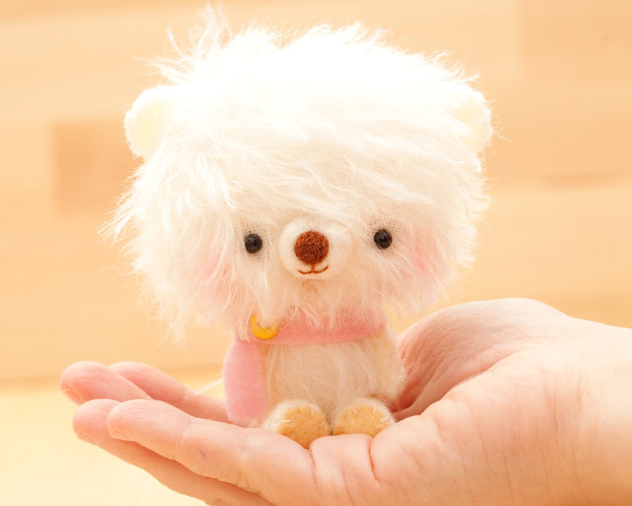 Amigurumi bear in pink plush toy - made to order - Happy Pinu with hat -