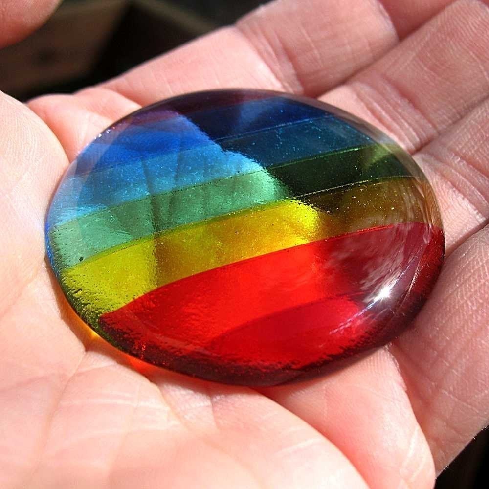 Glass Rainbow Rock Wishing Stone