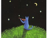 Russian Blue Cat SERENADE limited edition reproduction art print of Todd Young painting
