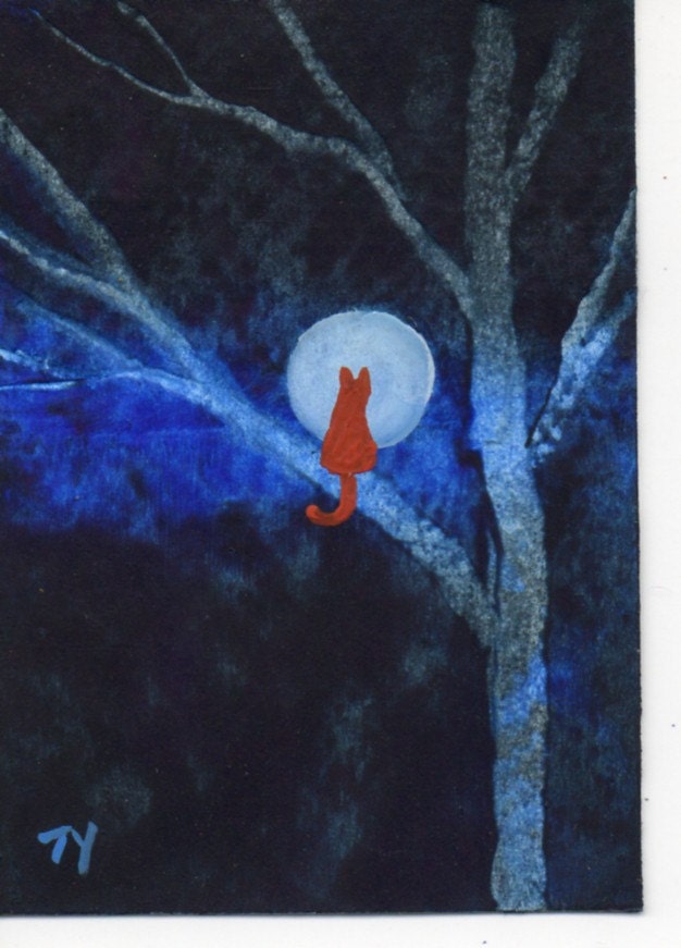 Orange Cat ACEO Art Painting Original Miniature by Todd Young