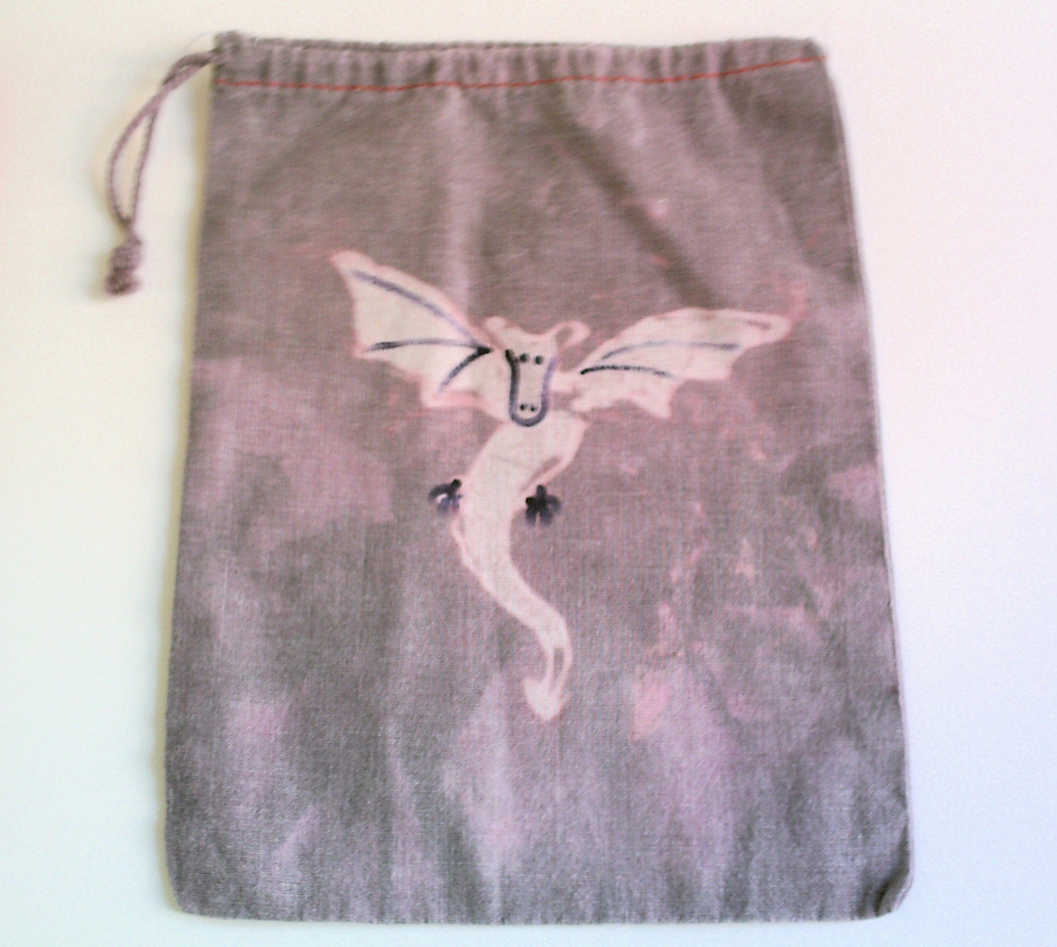 FREE SHIPPING batik FLYING DRAGON mini project or notion drawstring bag NO TEXT
