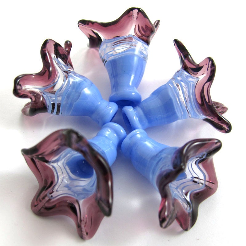 Handmade Lampwork bead glass - Lampwork beads set - Thimble Bell Beads (5) SRA